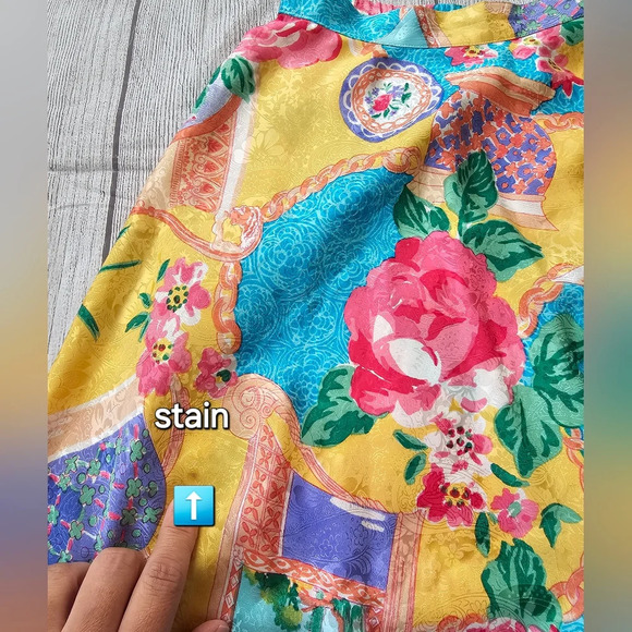 Vintage 100% Silk Made In Korea Floral Clock Print Asian Inspire Skirt Midi Maxi - Picture 10 of 11